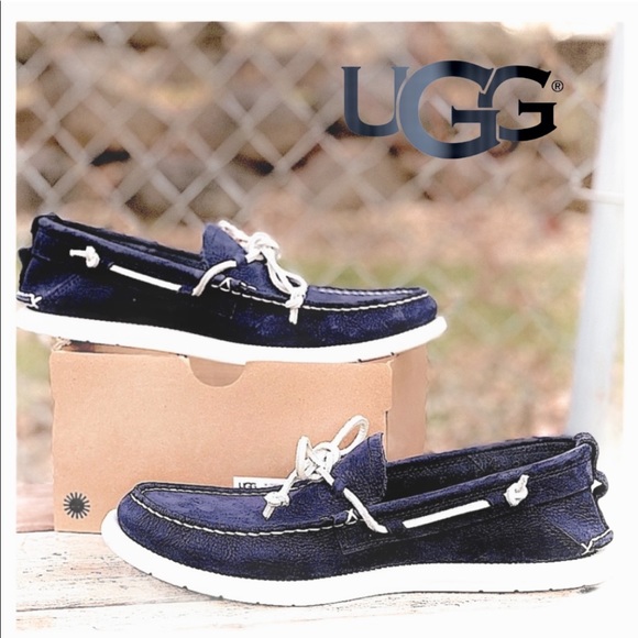 UGG Other - New UGG Beach Navy Mocc Boat Shoe Nubuck Leather